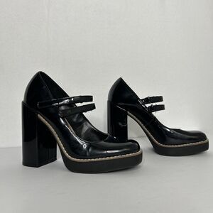 Steve Madden TWICE Womens 7.5 Patent Leather Platform Mary Jane Chunky Heel